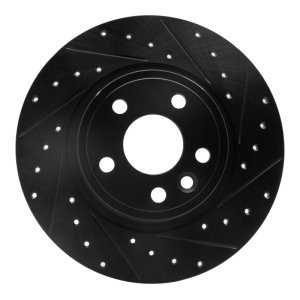 Jaguar E-Pace Brake Rotor (1) - Rear Right - R1 Concepts - Drilled & Slotted - Black - `15-`20